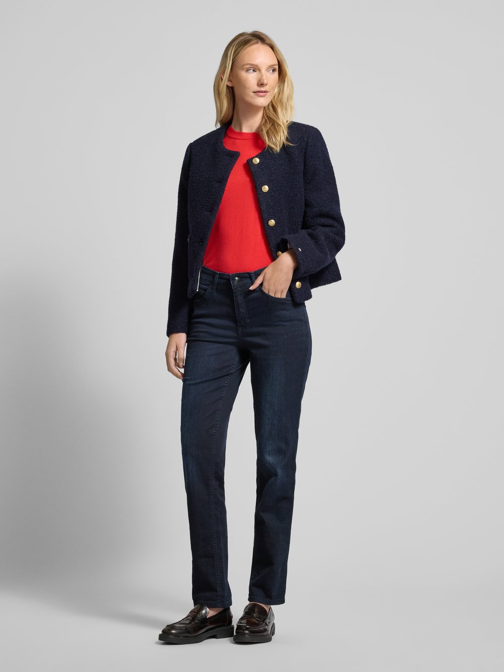 

Джинсы Slim fit с нашивкой-лейблом, модель «Мелани» MAC, темно-синий