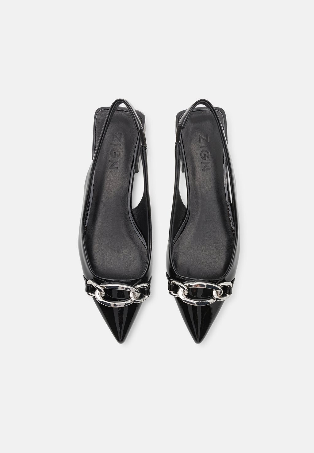 Балетки на каблуке Leather Zign, черный