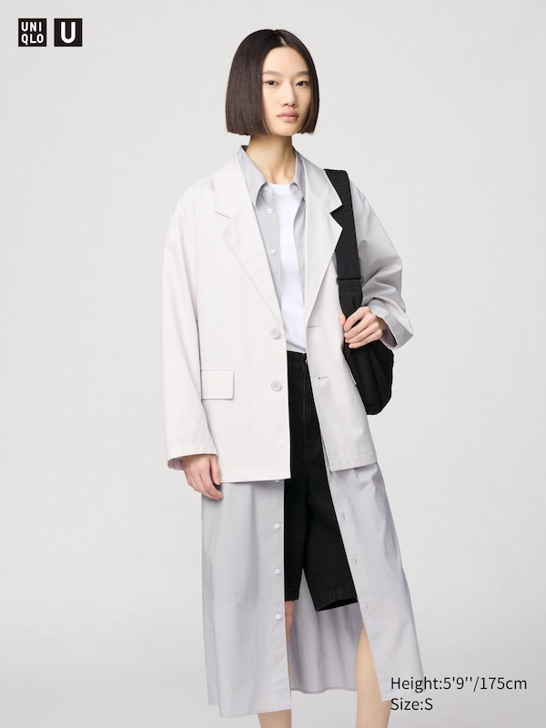 

Куртка свободного кроя из хлопка и лиоцелла Uniqlo, серый