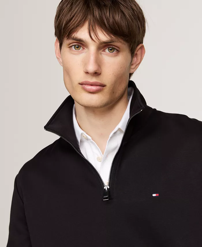 Мужская толстовка Essential Intechno Knit Regular-Fit с молнией 1/4 Tommy Hilfiger, черный — фото 2