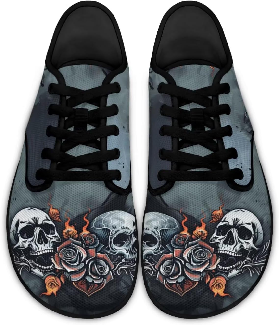 

Женские кроссовки с черепами для ходьбы и бега, модные туфли на шнуровке, лоферы для вождения Ecaestolph, серый