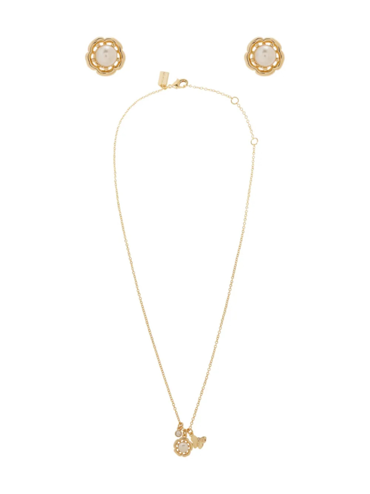 

Серьги + колье Coach с цветочным мотивом, золотой