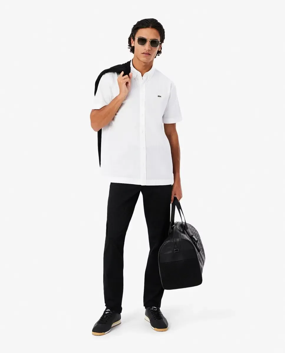 Мужская рубашка с коротким рукавом стандартного кроя Lacoste, белый — фото 4