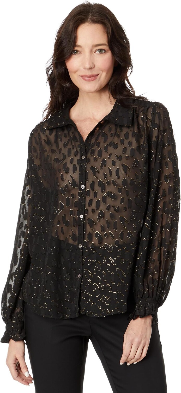

Блузка с воротником и завязкой на запястье Vince Camuto, цвет Rich Black