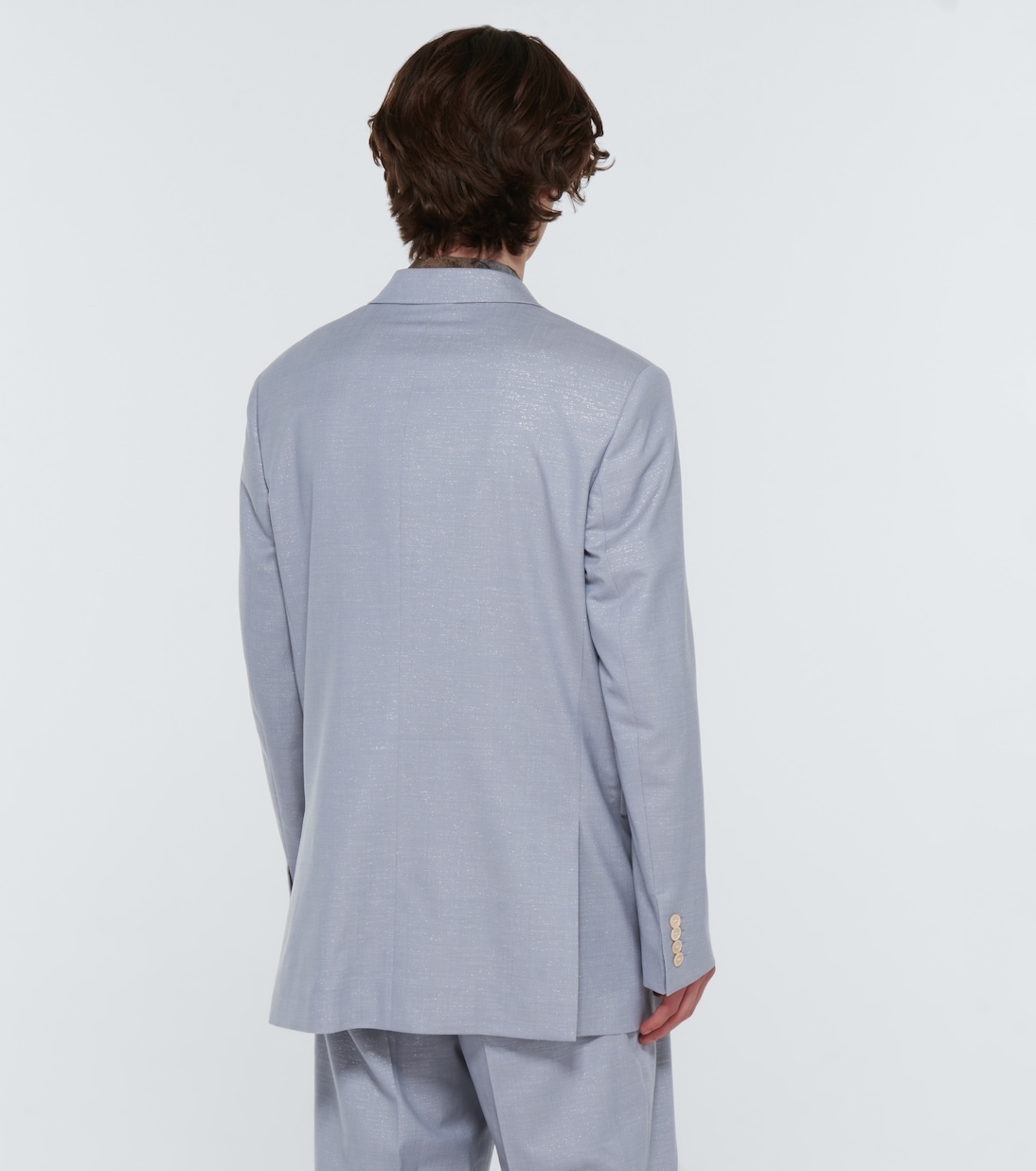 Однобортный пиджак из смесовой шерсти Acne Studios, Dusty Blue — фото 4