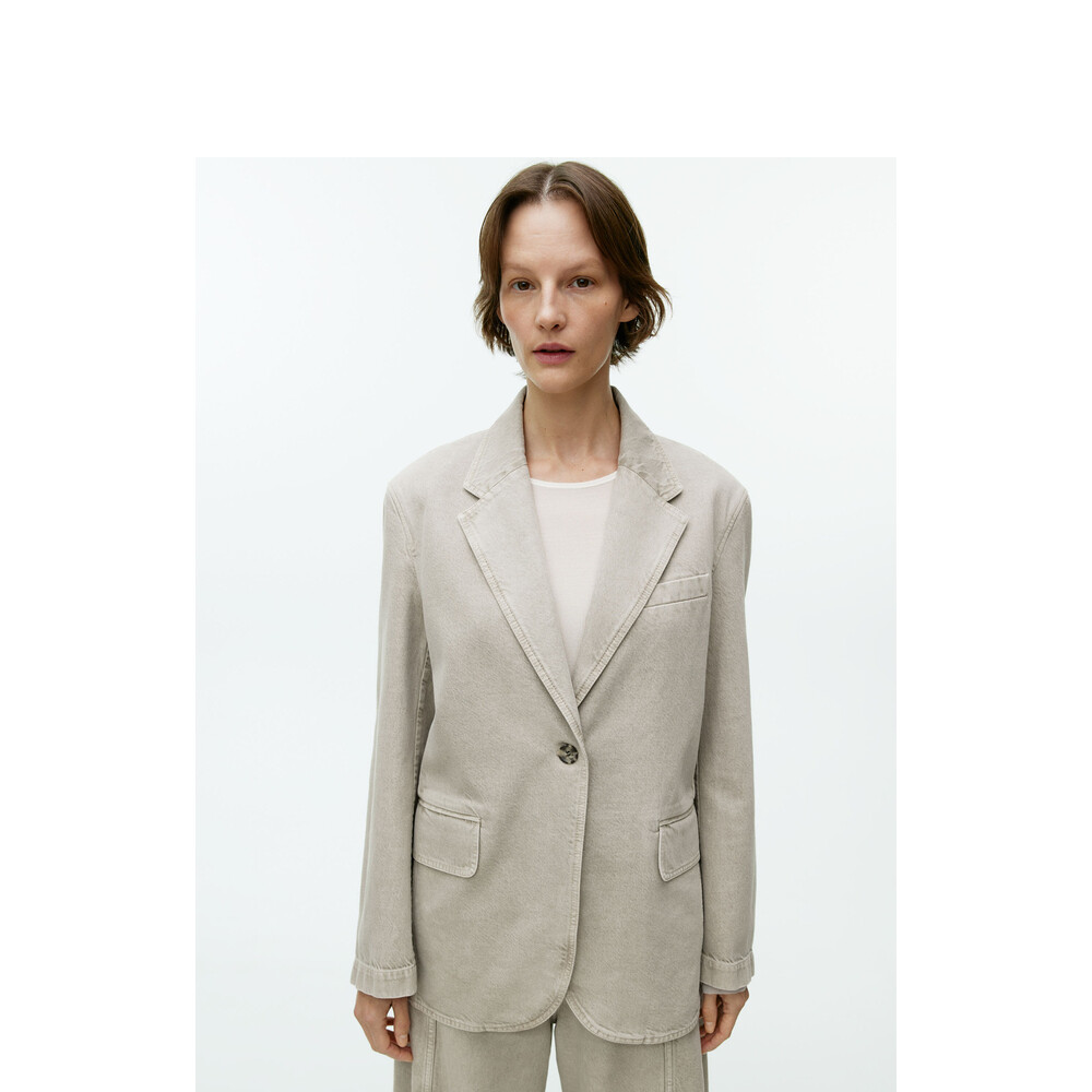 

Свободный джинсовый пиджак Arket на одной пуговице, бежево-серый