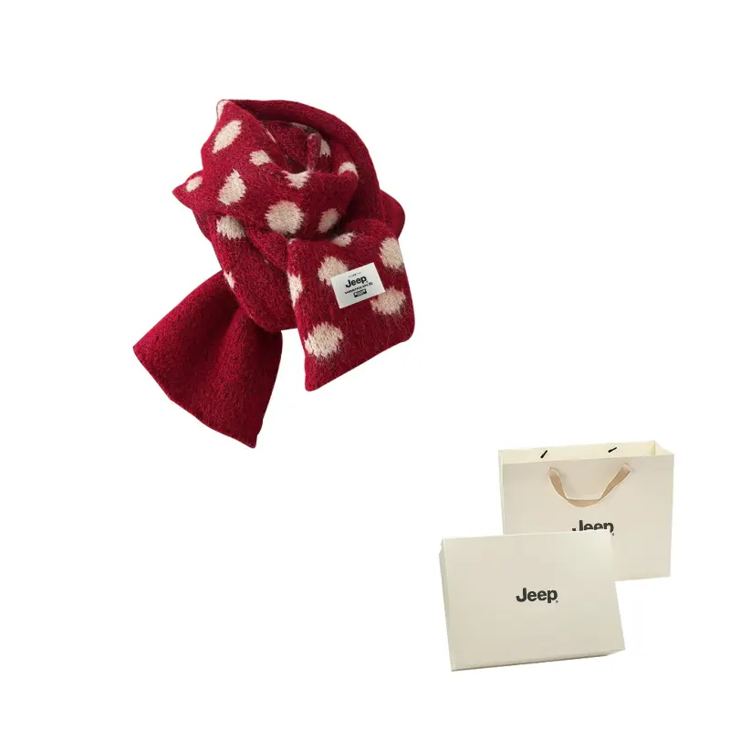 

Вязаный шарф Unisex Jeep, christmas красный