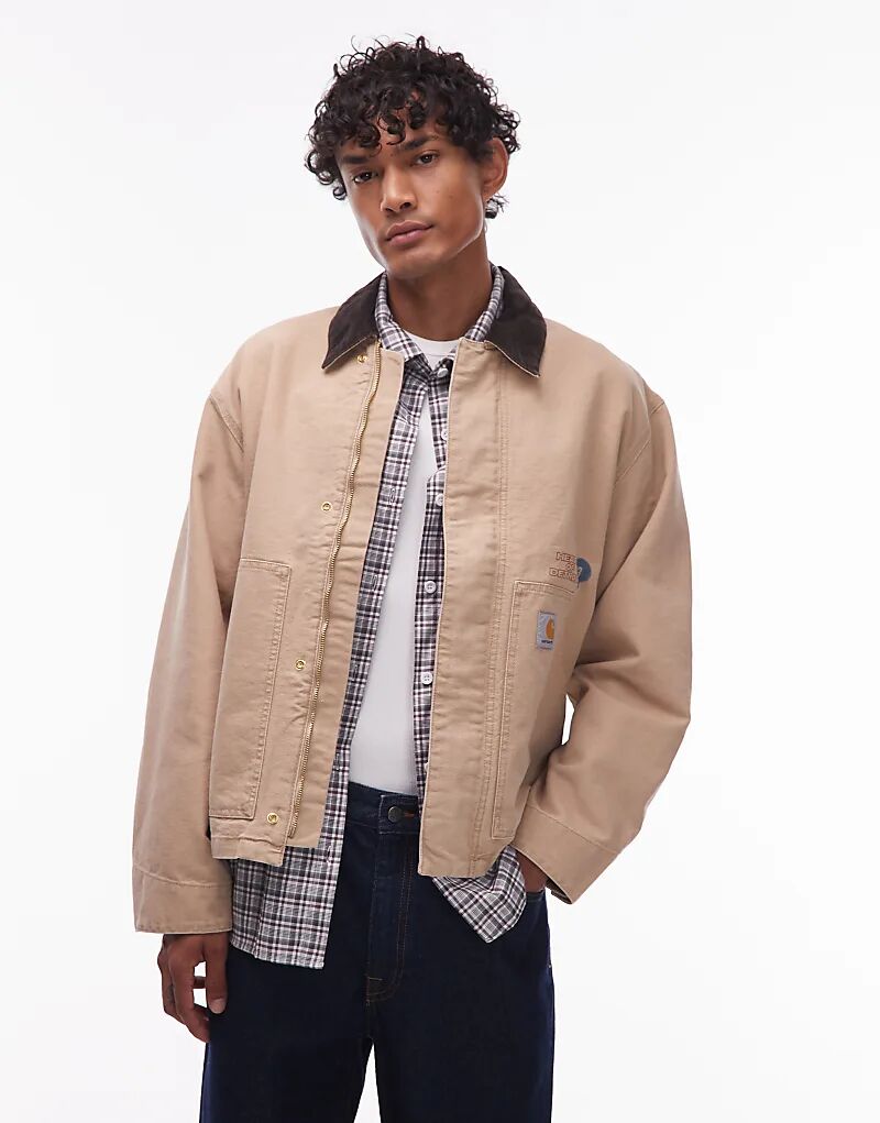 

Куртка Carhartt WIP OG с графическим принтом на спине в бежевом цвете, Бежевый, Куртка Carhartt WIP OG с графическим принтом на спине в бежевом цвете