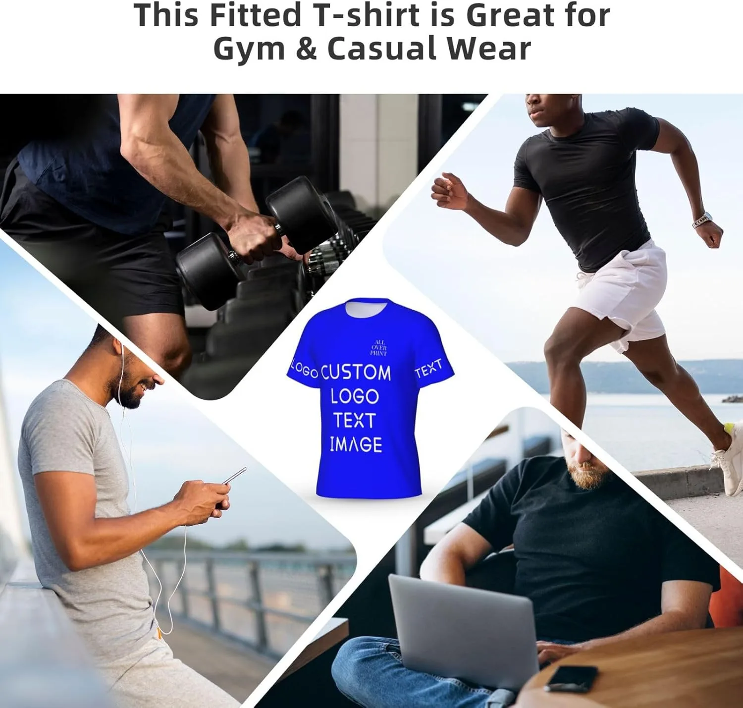 Футболка с полной запечаткой Custom T Shirts с логотипом — фото 2