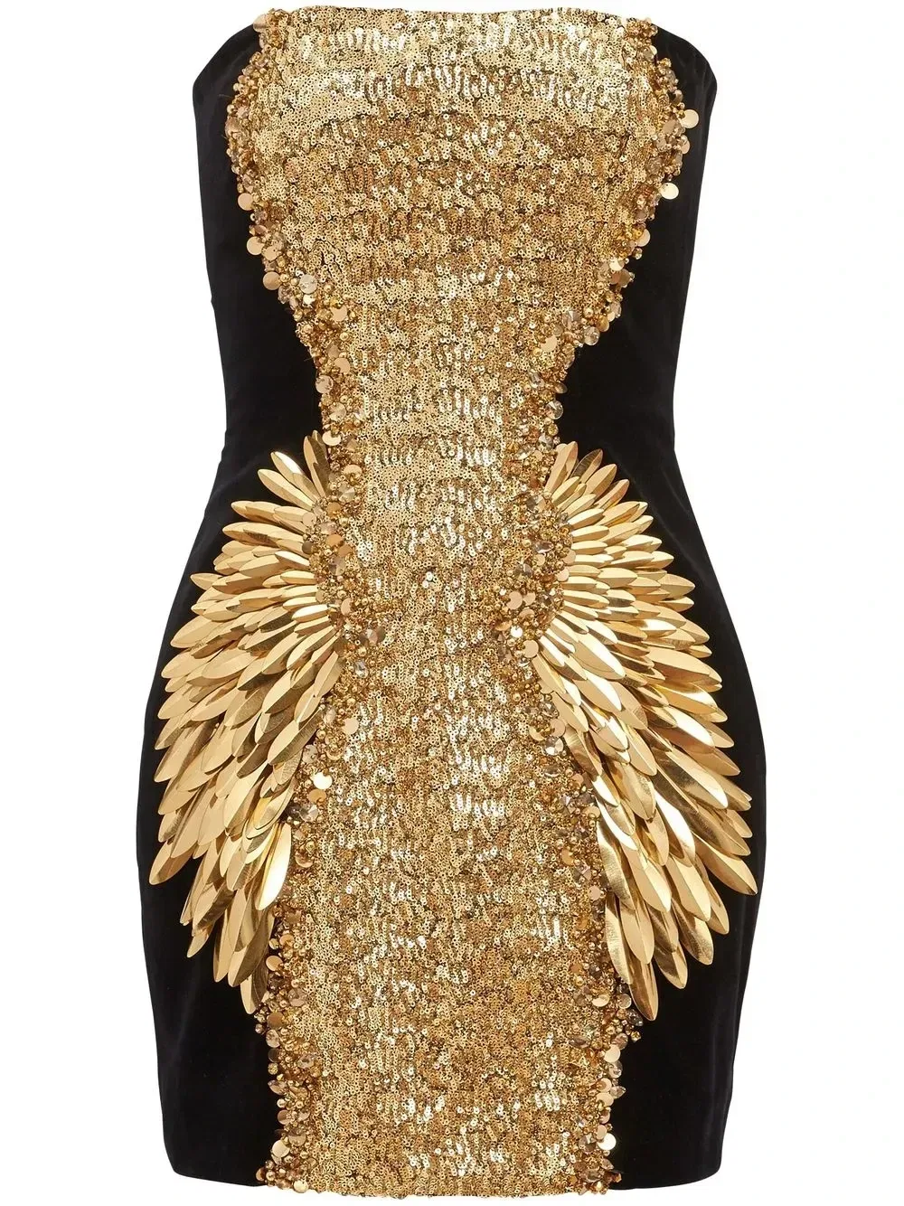 Мини-платье, расшитое пайетками Balmain, черный