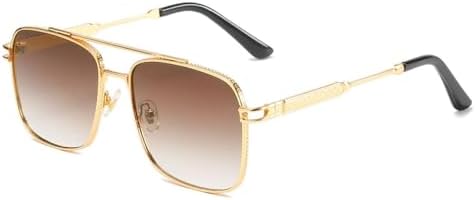 

Солнцезащитные очки 2026 года для женщин, квадратные металлические, винтажные, мужские, с антибликовым покрытием для вождения, градиентные, женские, UV400 MTZJH, Brown