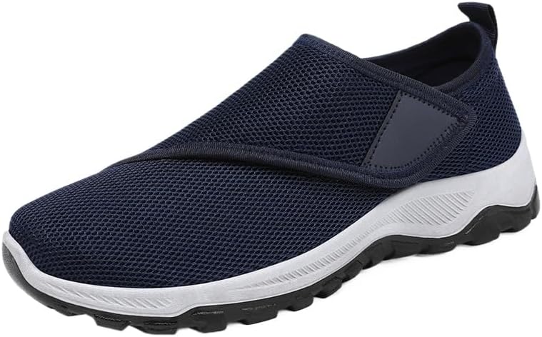 

Мужские повседневные комфортные кроссовки для ходьбы, ультралегкие, с плоской подошвой, противоскользящие, с застежкой-липучкой, модные Hhhchpm, синий