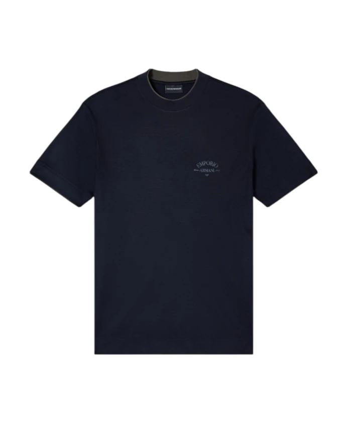 

Футболка ASV из смесовой ткани лиоцелл с контрастными деталями. Emporio Armani, синий