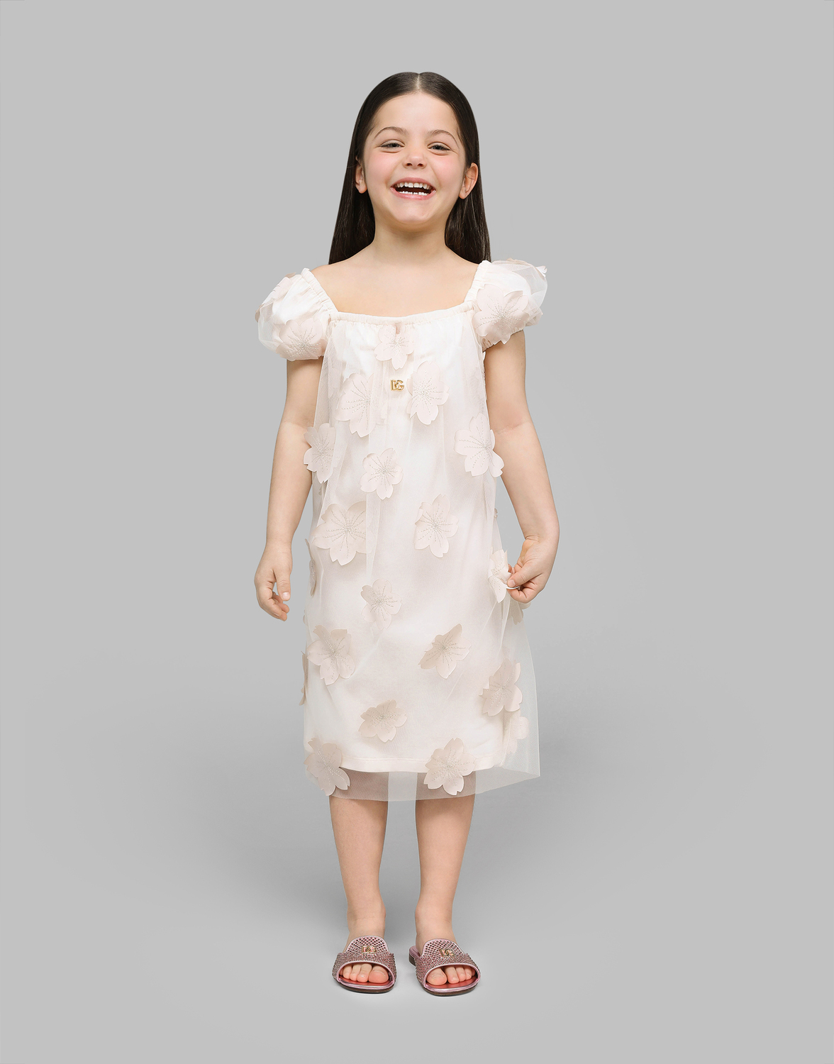 Платье из тюля с 3D-цветами Dolce&Gabbana, мультиколор — фото 2