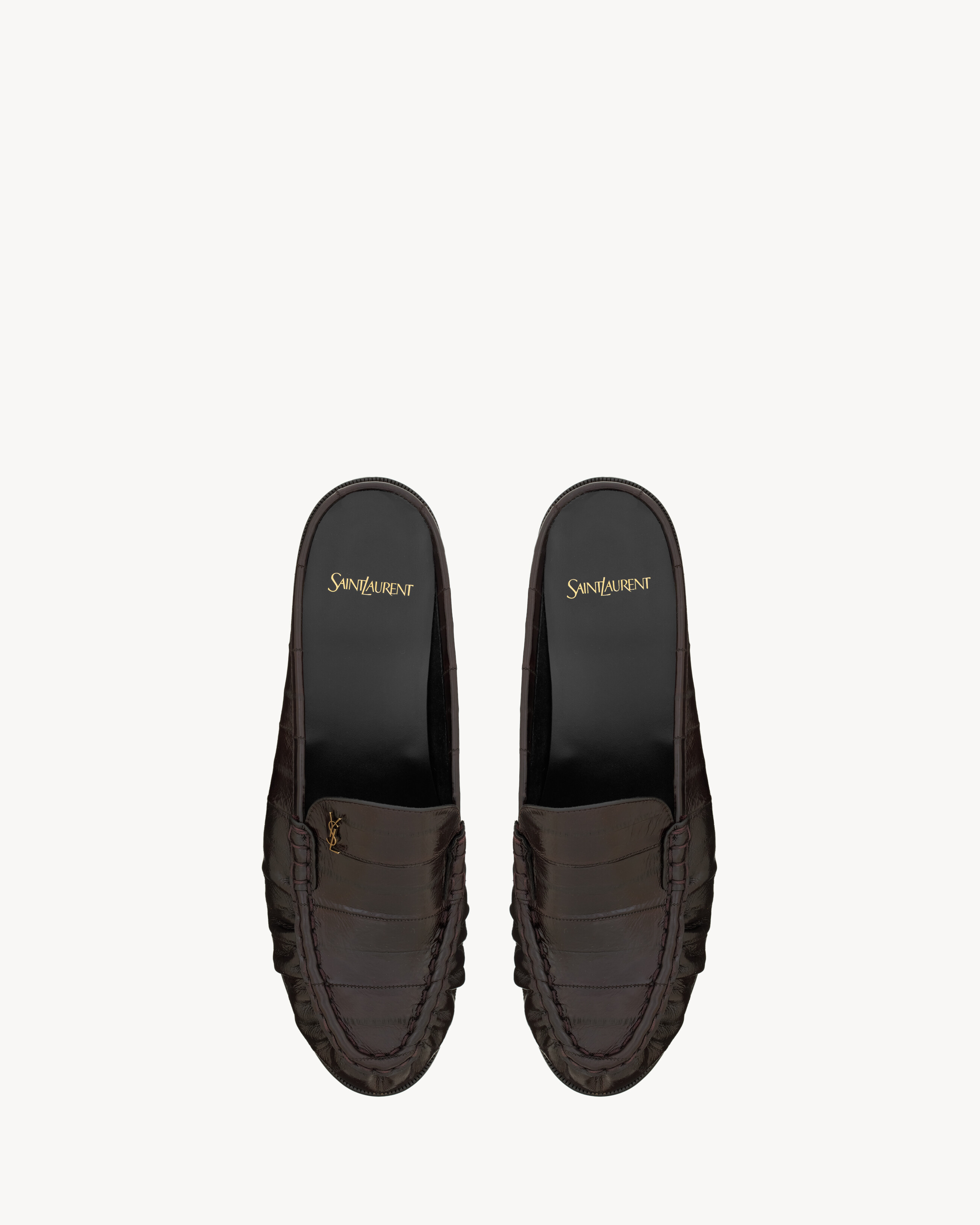 Мюли LE LOAFER из угря SAINT LAURENT, коричневый — фото 2