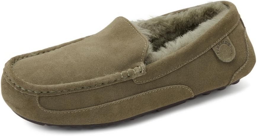 

Мужские мокасины Fireside By Dearfoams Melbourne из натуральной овчины, лоферы из пеноматериала с эффектом памяти, домашние тапочки без шнурков, Loden