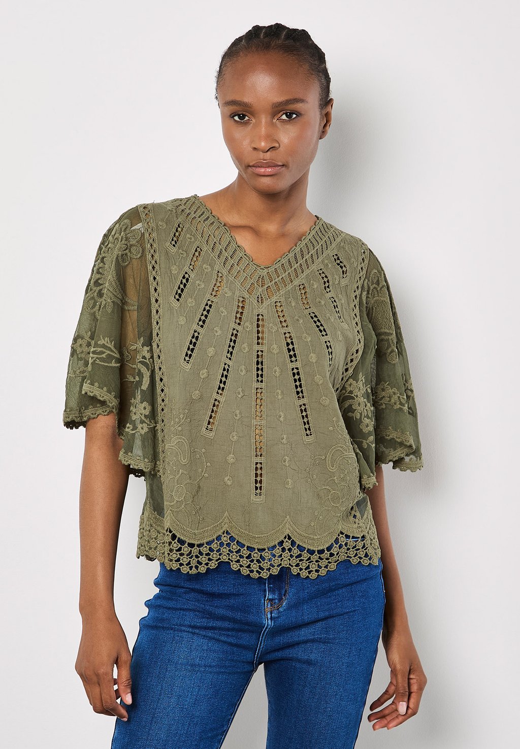 

Блуза EMBROIDERED Apricot, хаки