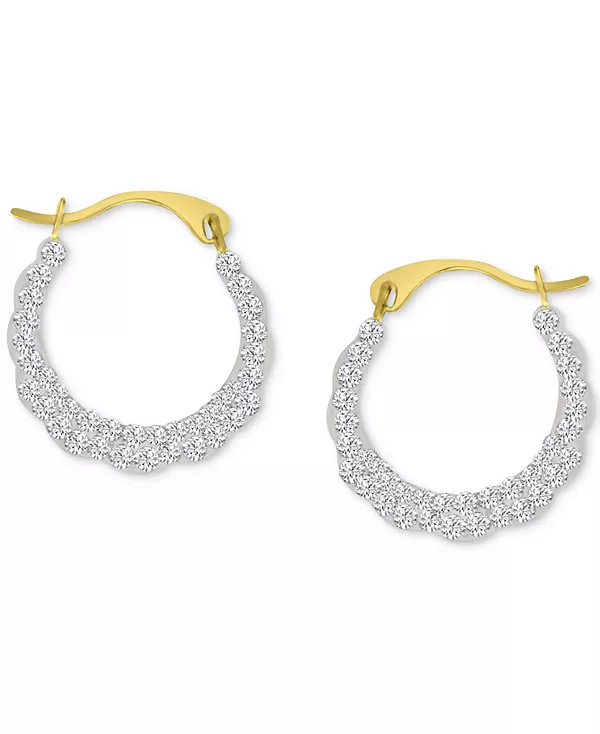 

Маленькие серьги-кольца с фестончатым краем и кристальным паве из 10-каратного золота, 0,59 дюйма Macy'S, gold