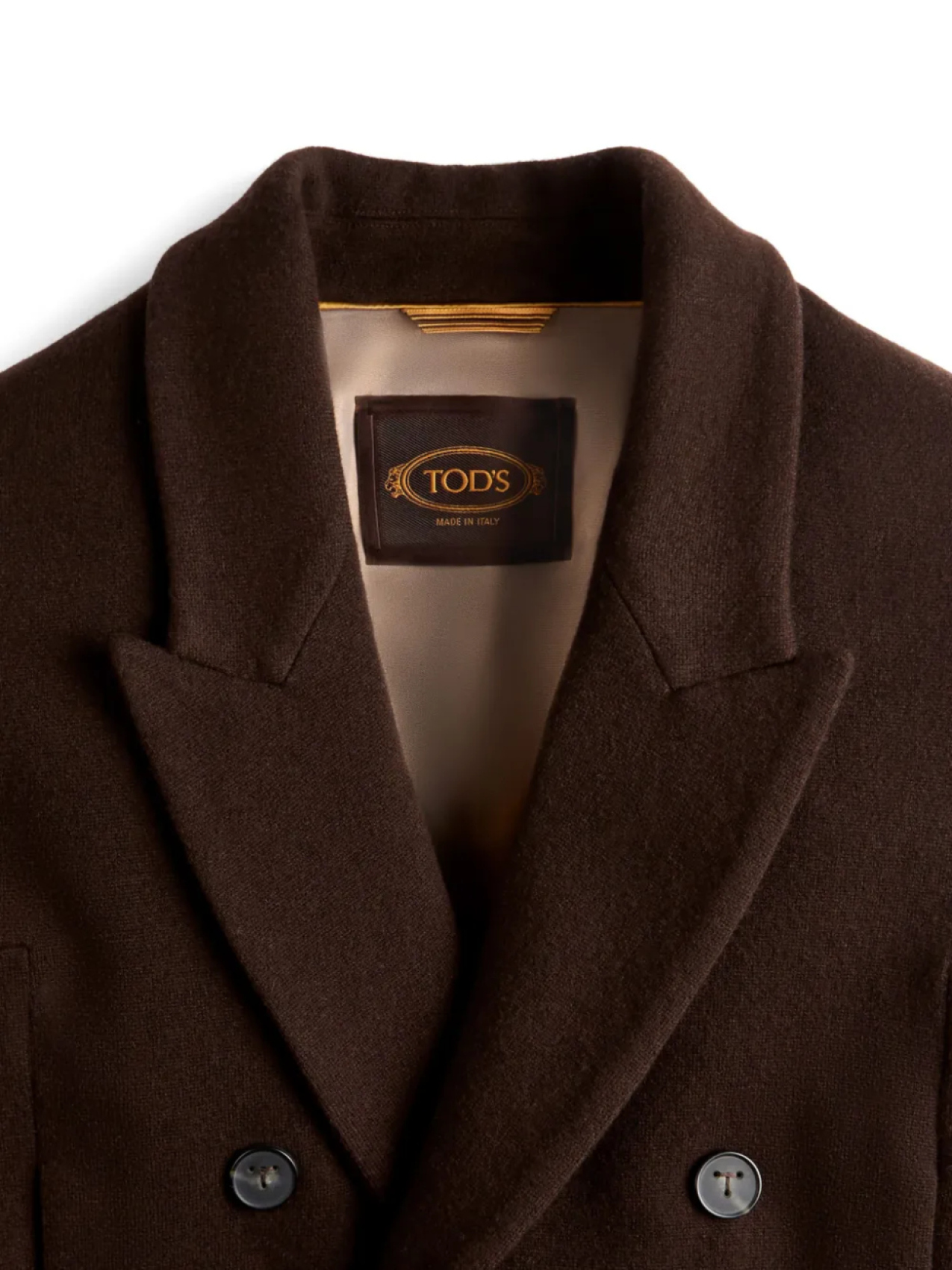 Tod's двубортное пальто с заостренными лацканами и вышитым логотипом, коричневый — фото 2