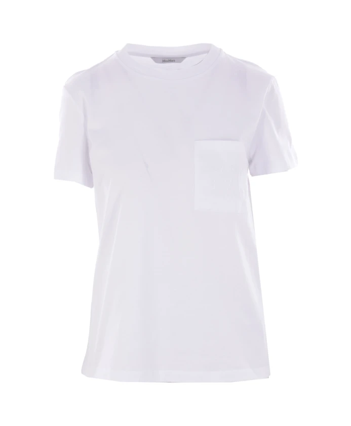 

Белая хлопковая футболка с вышитым монограммом Max Mara, белый