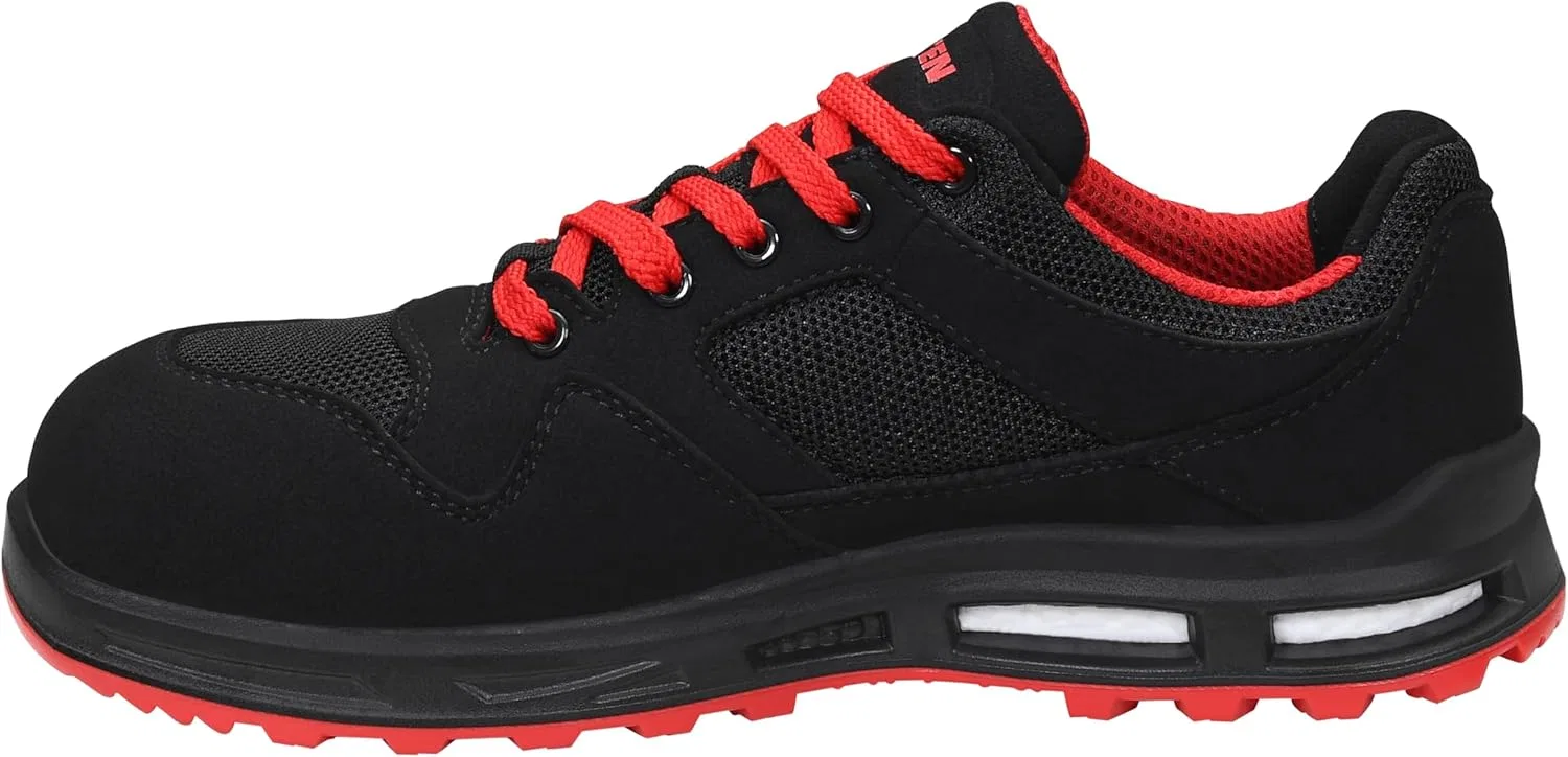 ELTEN Унисекс ELTEN Lakers Xxt Low Esd S1p Защитные кроссовки для женщин и мужчин Спортивные легкие черные/красные с пластиковым колпачком — фото 3