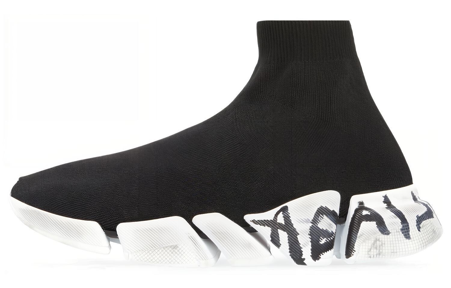 Кроссовки женские Balenciaga Speed 2.0 Graffiti Recycled, черный