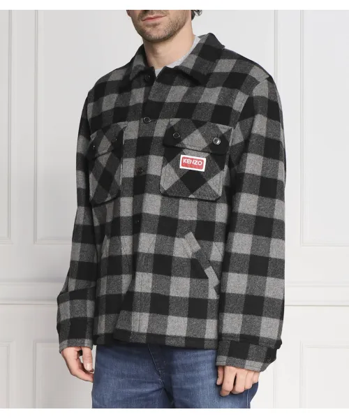 

Шерстяная рубашка Regular fit Kenzo, серый