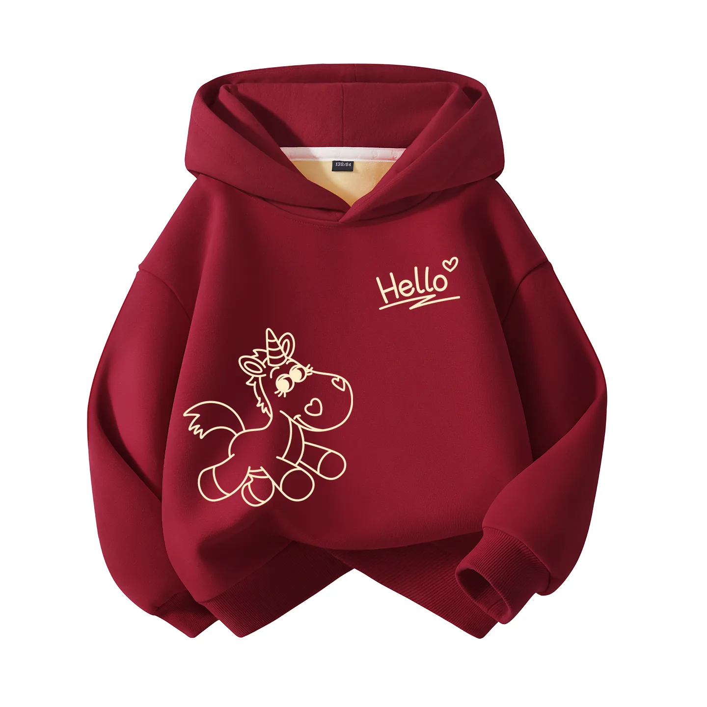 Детский худи с капюшоном, утепленный и с флисовой подкладкой Disney, [Thickened and Fleece-Lined]Dihe Look Burgundy — фото 4