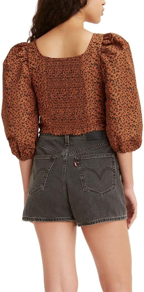 Женская блузка Levi's Kaila с рукавами-фонариками, Scratchy Leopard Glazed Ginger - Multi-Color — фото 2