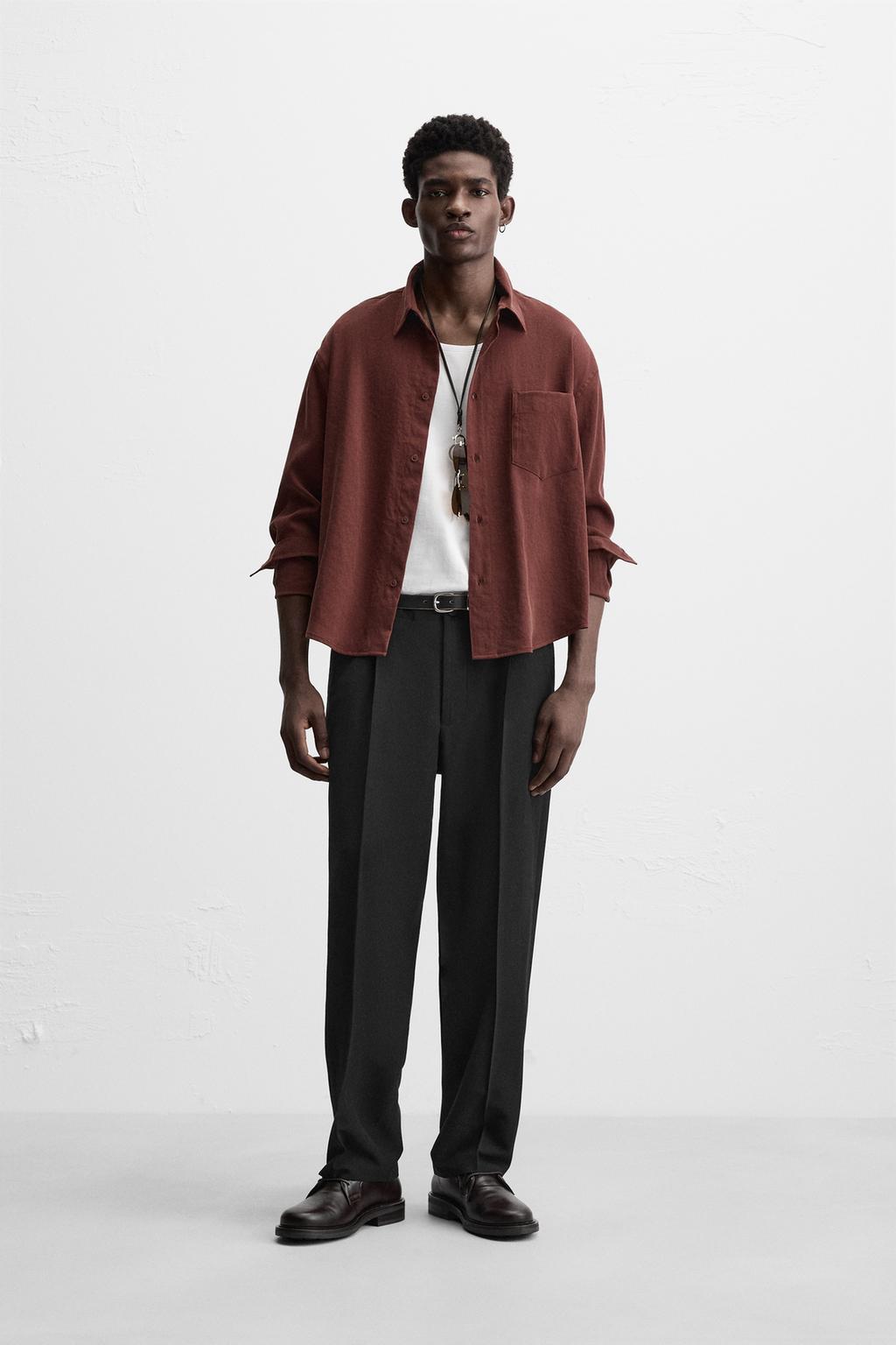

Струящиеся брюки с прямыми штанинами ZARA, черный