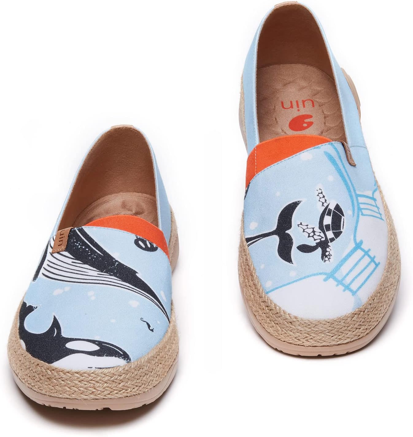 Мужские эспадрильи UIN Slip Ons- легкие прогулочные повседневные лоферы, удобные, с ручной росписью, серия Marbella, Marbellaⅰ-tears of Whales 2 — фото 3