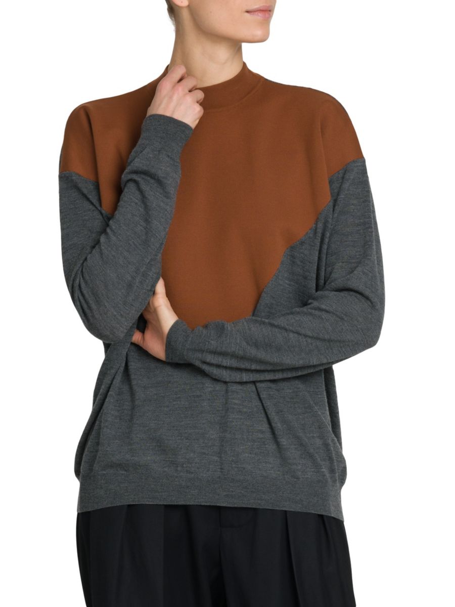 

Двухцветный свитер из смесовой шерсти Plan C, цвет Tan Grey