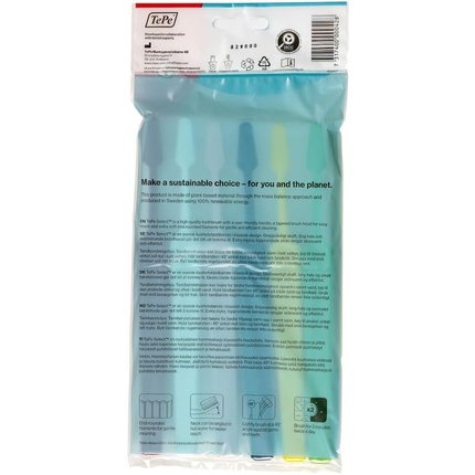 Зубная щетка TePe Select Extra Soft, смешанная упаковка, 6 шт., легкое удаление зубного налета, с коническими головками, разные цвета, 6 штук — фото 2