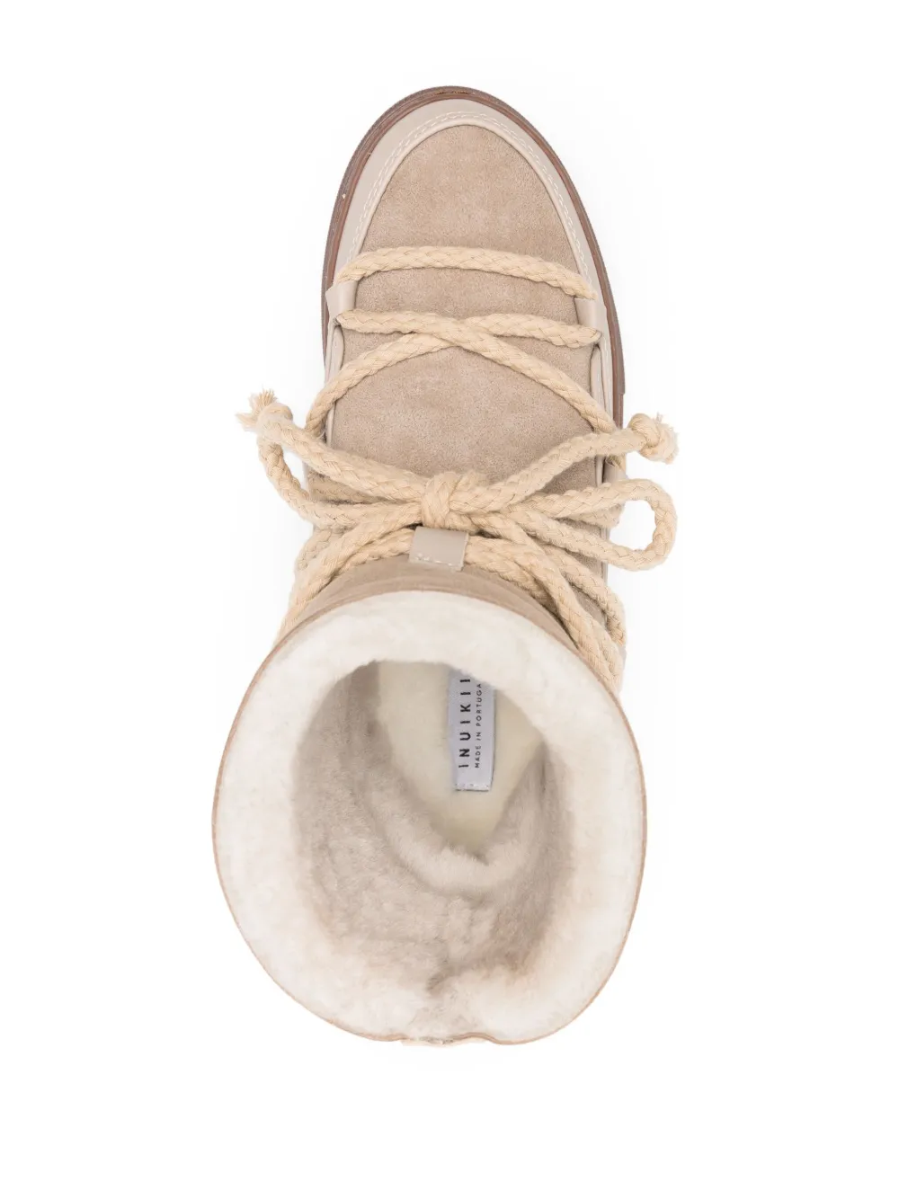 Женские ботинки Inuikii Classic Sneaker кожаные на шнуровке, бежевый — фото 4