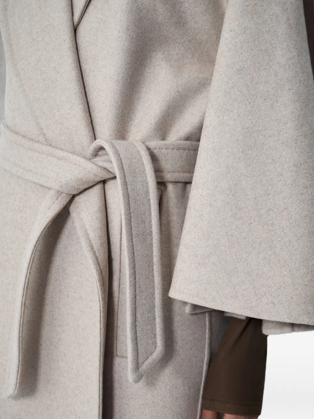 Пальто с лацканами-пиками и поясом на завязке Max Mara, нейтральный — фото 3
