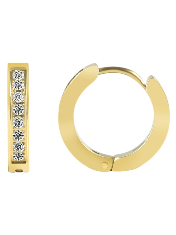 

Adeliás Женские серьги - серьги-кольца на шарнирах из нержавеющей стали с золотыми стразами