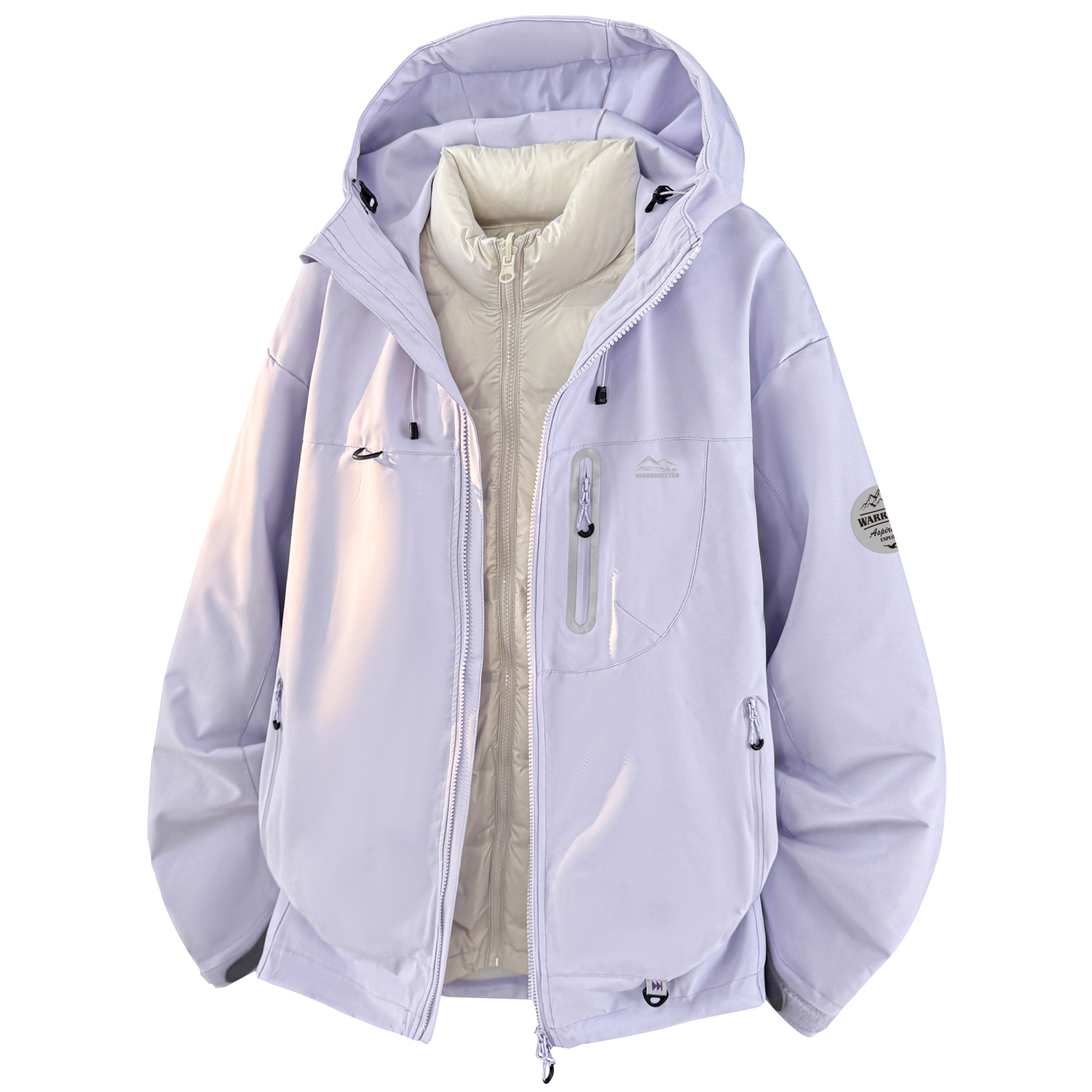 

Пуховик Women's Moderate 3 in 1 WARRIOR, фиолетовый (softshell coat+down liners+three-proofing fabric)