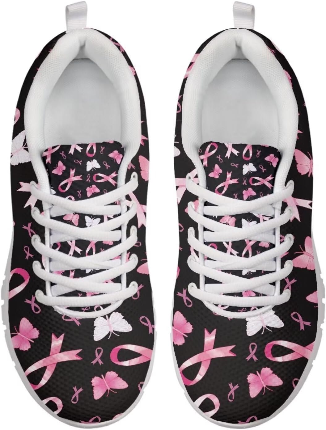 

Кроссовки Belidome для ходьбы и бега для женщин и мужчин, легкие, дышащие, с противоскользящей подошвой для повседневной носки и тренировок, Breast Cancer Butterfly