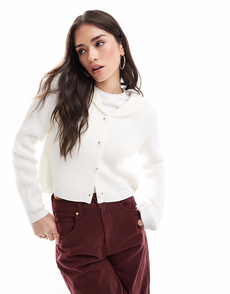 

Рубашка ASOS DESIGN из плотного трикотажа с матросским воротником цвета экрю