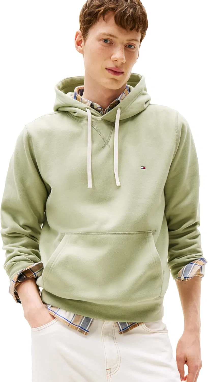 Толстовка с капюшоном на молнии, флисовая, Tommy Hilfiger, Earth Sage