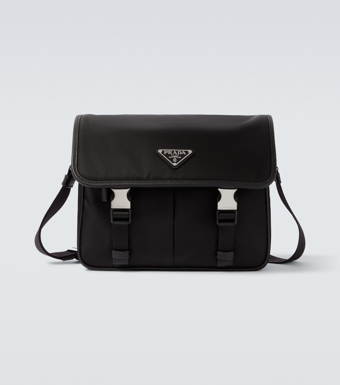 

Сумка через плечо с отделкой из кожи Re-Nylon Prada, черный