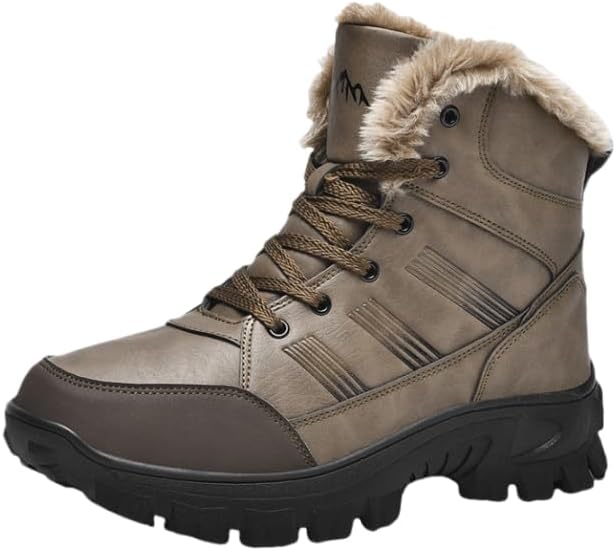 

Мужские зимние ботинки HHHCHPM водонепроницаемые, с утепленной подкладкой, теплые зимние ботинки, шнуровка, кроссовки для холодной погоды, противоскользящие ботильоны, удобные для походов и прогулок, коричневый