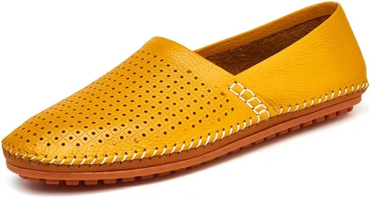 Лоферы кожаные, легкие Men's Genuine Leather Loafer Flats, Yellow-02 Zentavi
