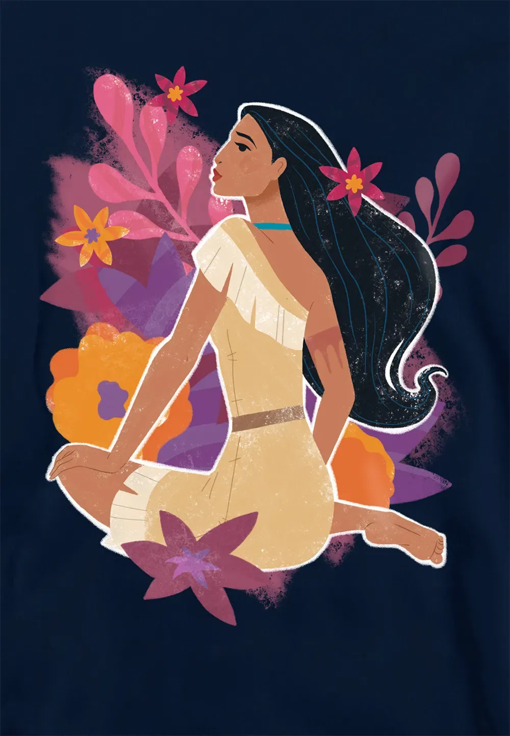 Детская худи с принтом Disney Pocahontas, темно-синий, темно-синий — фото 2