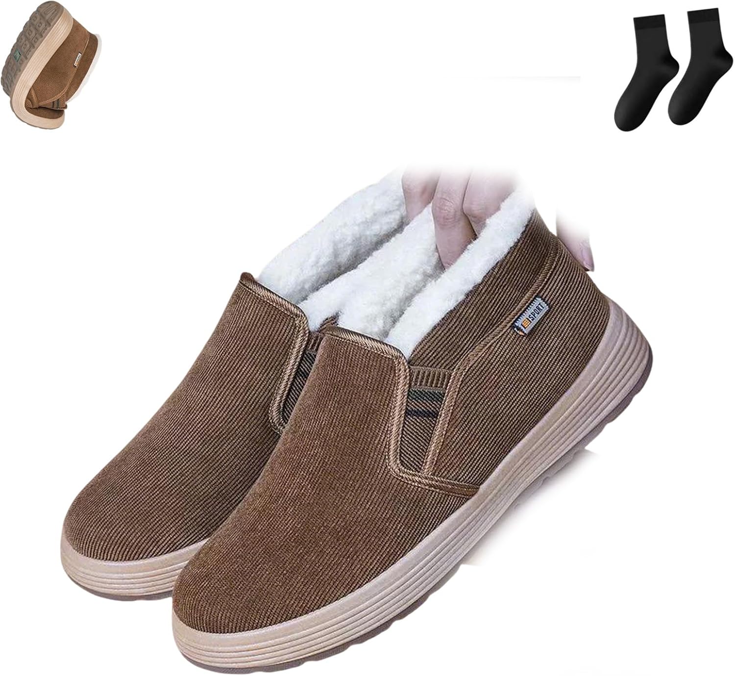 

Мужские зимние теплые слипоны с противоскользящей подошвой, удобные повседневные ходовые ботинки для снега с искусственным мехом BXCZEDW, Brown