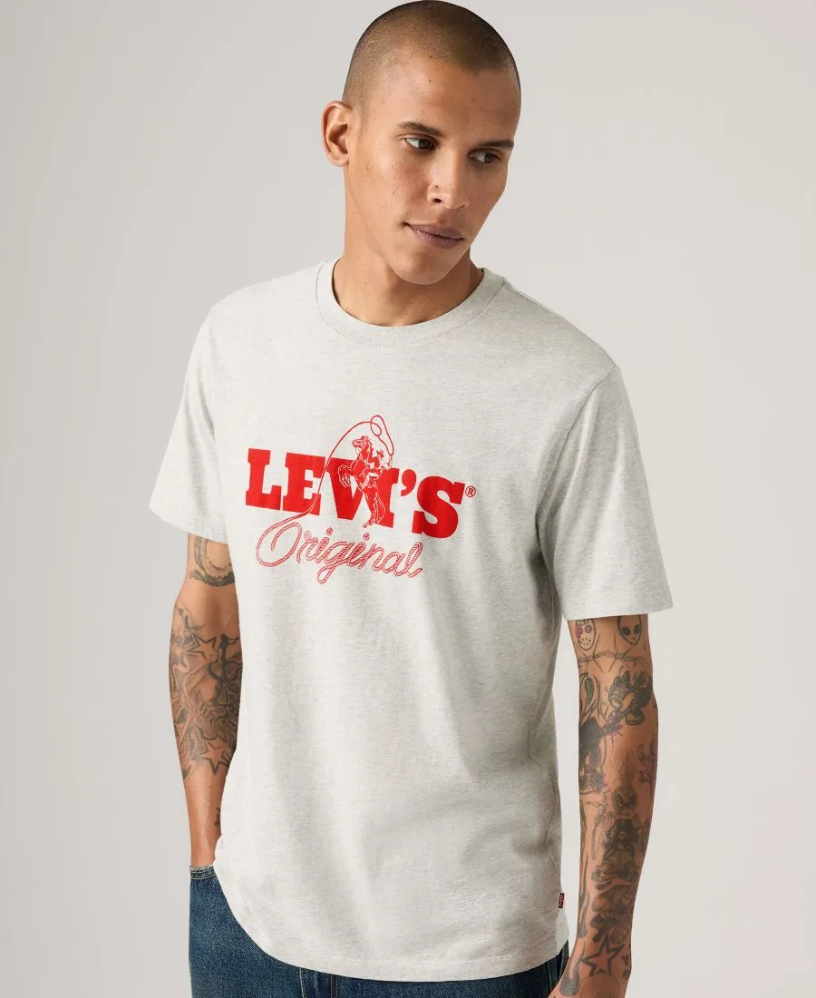 Мужская футболка с круглым вырезом и графическим логотипом Levi's, светлый-серый — фото 2