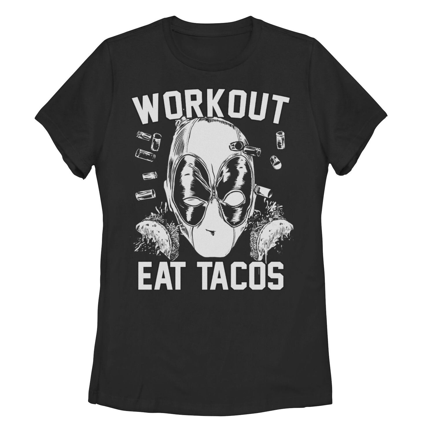 

Юниорская футболка Deadpool Workout Tacos Food Humor Licensed Character