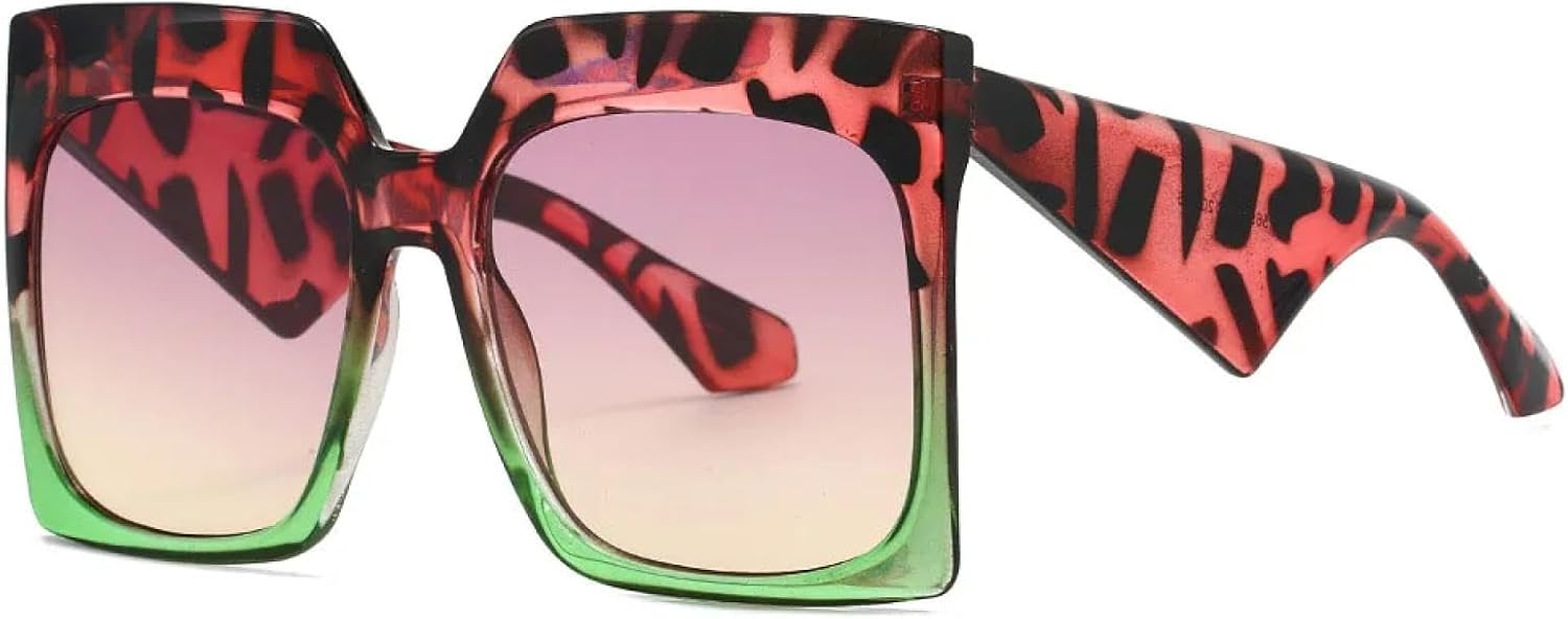 

Крупные солнцезащитные очки в большой оправе для женщин и мужчин, роскошные винтажные солнцезащитные очки в стиле панк с защитой от УФ-излучения UV400 TYUVIVO, Pink Leopard