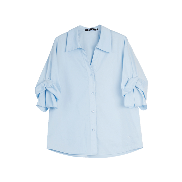 

ELLE Рубашка женская синяя с лацканами тонкая