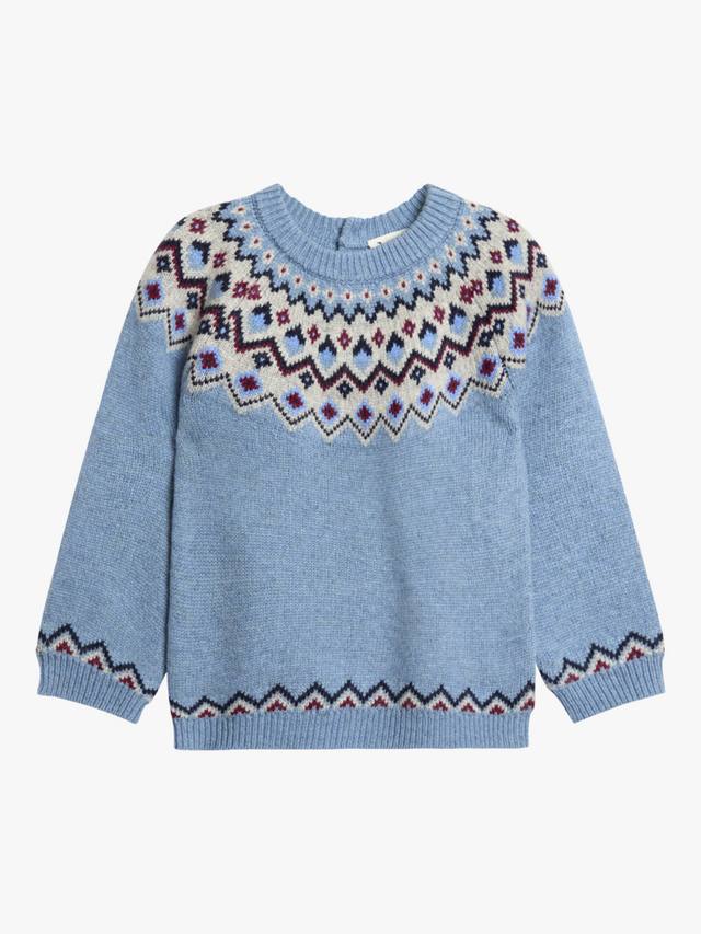 

Детский джемпер Fair Isle из шерстяной смеси JoJo Maman Bébé, Denim